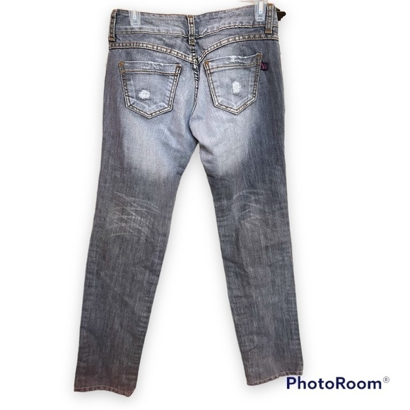 Shasa Jeans Distressed Ripped Gray Denim Skinny Size 5 - Picture 2 of 2